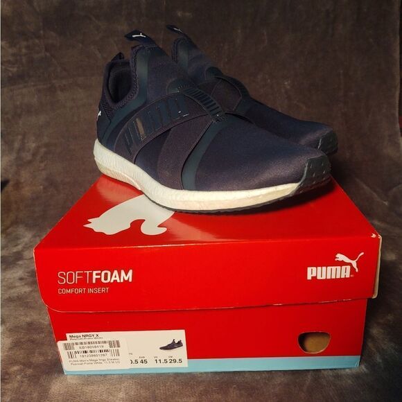 Puma Other - NIB Puma Mega NRGY X Peacoat-Puma White Men's sz 11.5 Navy Sneaker Slip-on Shoe